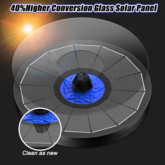 SZMP Solar Fountain Upgrade, 3.5W Solar Powered Bird Bath Fountains with Flower, Outdoor Water Feature Solar Pump with 7-in-1 Nozzles, 4 Fixed Pipes for Humingbirds, Garden, Pool, Pond, and Fish Tank by GreenHaven Gardens