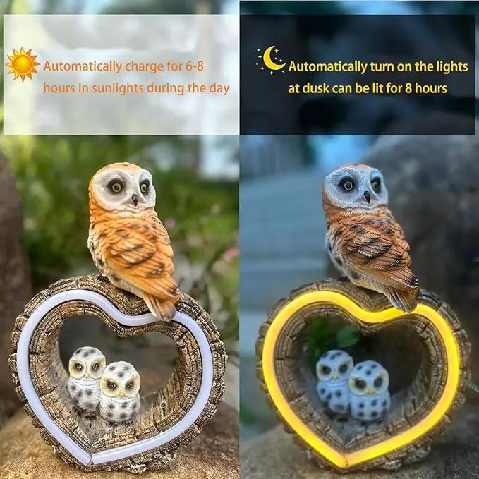 Solar Outdoor Garden Statue, Garden Decor Waterproof Solar Owl Lights for Outside Yards, Art Lawns,Christmas,Home Decor,Birthday Gifts for Women Mom(Love Owl) by GreenHaven Gardens