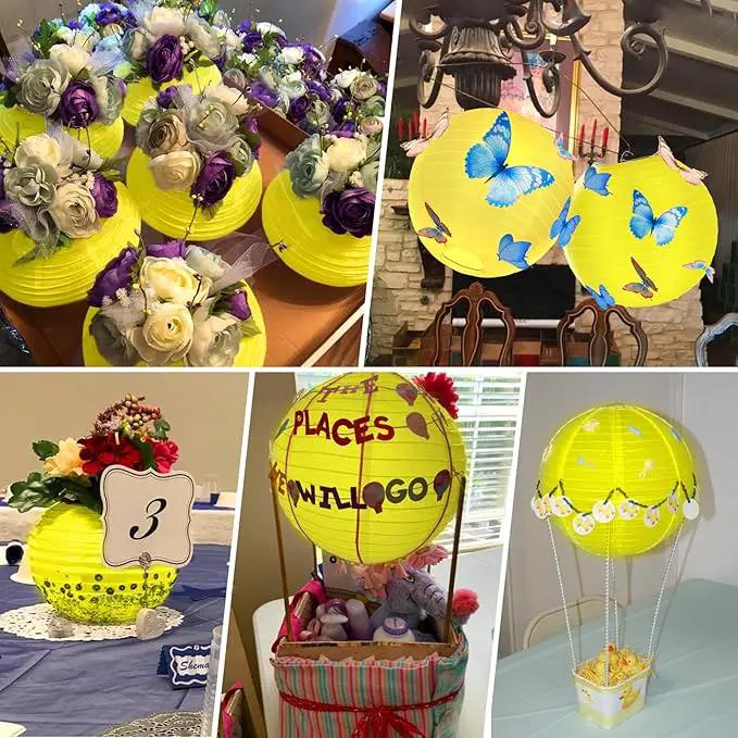 10 Pack Outdoor Silk Lanterns Decorative, 10inch Waterprooof Outside Indoor Chinese Hanging Round Lanterns for Weddings, Birthdays, Parties Decoration(Yellow) by GreenHaven Gardens