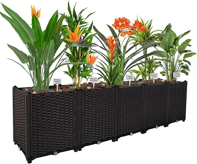 Large Planters for Outdoor Plants Raised Garden Bed Garden Boxes Outdoor Raised Planter Box Plant Pots Perfect for Garden Patio Balcony Deck to Planting Flowers Vegetables Tomato and Herbs by GreenHaven Gardens