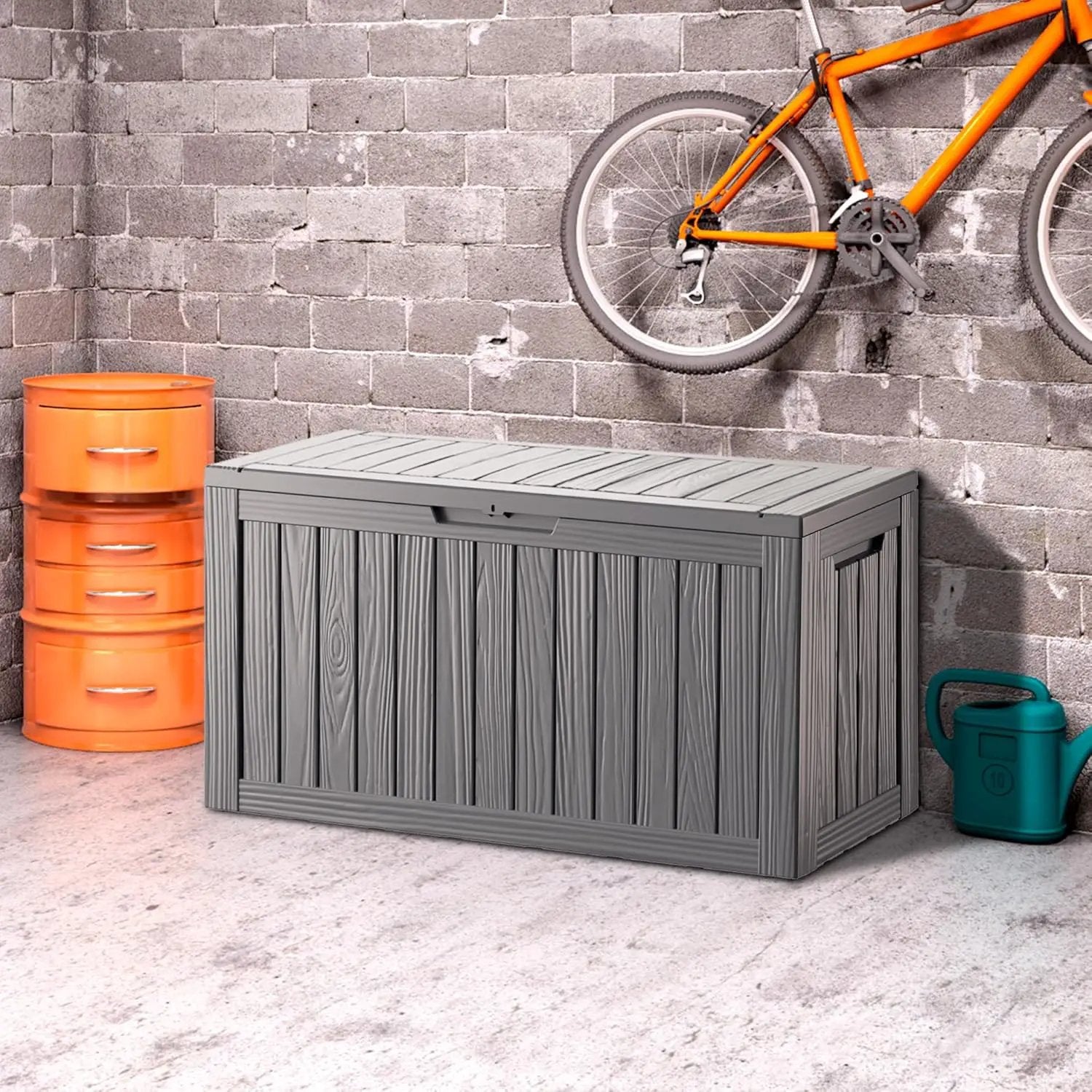 80 Gallon Waterproof Deck Box, Lockable Resin Storage Box for Patio Furniture Cushions Garden Tools and Outdoor Delivery Storage, Coffee by GreenHaven Gardens