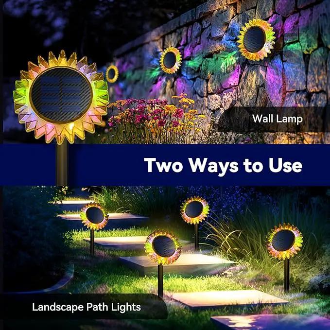 Hogni Solar Pathway Lights - 2 Pack LED Sunflower Garden Light, Waterproof Outdoor Decor for Wall, Lawn, Yard, Walkway, Patio, Landscape by GreenHaven Gardens