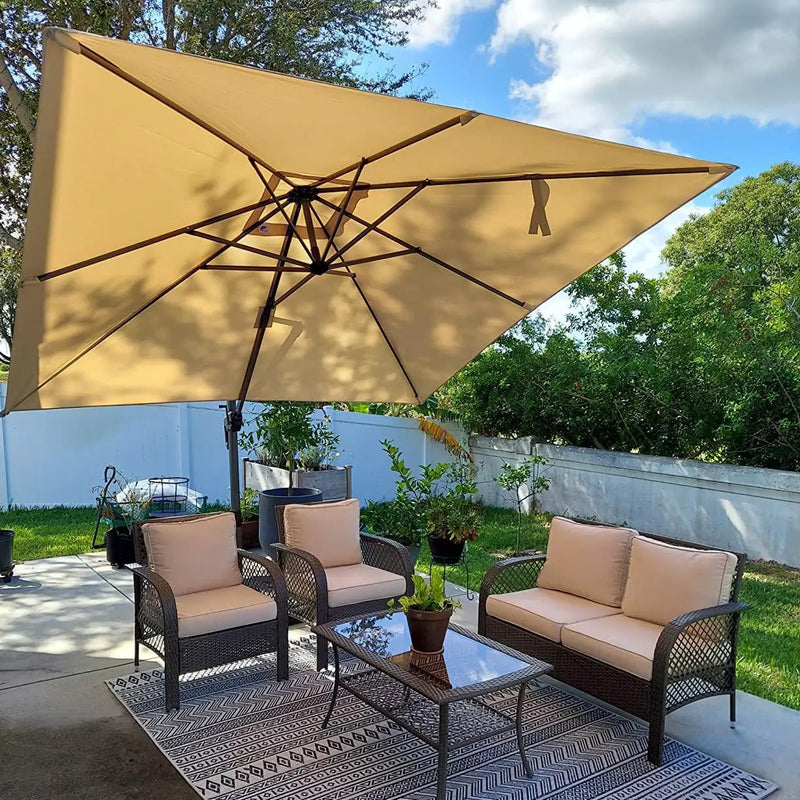 PURPLE LEAF 9 Feet Patio Umbrella Outdoor Cantilever Square Umbrella Aluminum Offset Umbrella with 360-degree Rotation for Garden Deck Pool Patio, Beige by GreenHaven Gardens