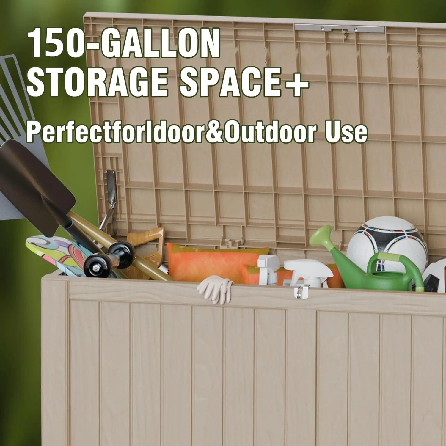 150GAL Brown Large - Capacity Outdoor Deck Box with Lock Hole – Waterproof, SGS - Certified UV Resistance, Ideal for Storing Patio Furniture Sets & Seasonal Decor, Hassle - Free Setup by GreenHaven Gardens