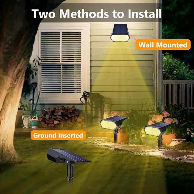 Solar Spot Light Outdoor, 49 LED Lights for Outside, 2 Modes Solar Powered Spotlights, Waterproof Pathway Light for Garden Yard Walkway Driveway Landscape Decorations (4 Pack-Warm White) by GreenHaven Gardens