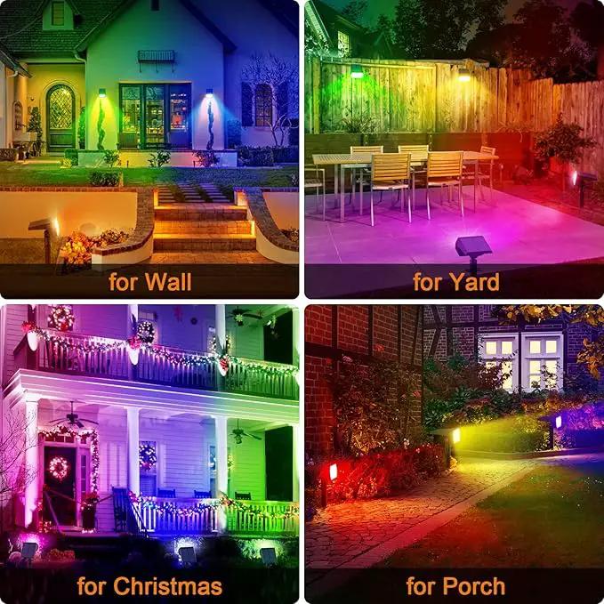 Solar Spot Lights Outdoor Color Changing, [7 Modes/10 Pack] Christmas IP65 Waterproof Landscape Spotlights, Dusk to Dawn Solar Powered Security Light for Patio Gate Walkway Pool Garden Yard Driveway by GreenHaven Gardens
