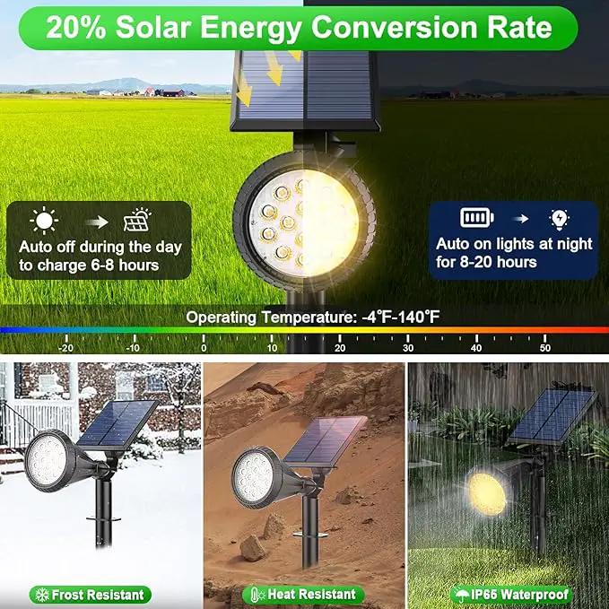 Solar Spot Lights Outdoor Waterproof 180° Adjustable Solar Powered Landscape Lights for Yard 4 Lighting Modes Solar Spotlights for Pathway Garden Outside Wall Pool Porch (2 Pack, Warm White) by GreenHaven Gardens