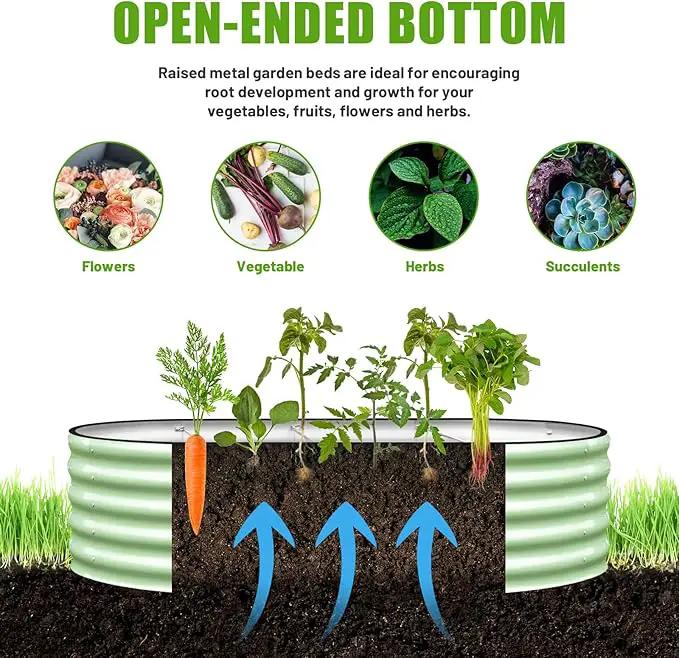 SnugNiture Galvanized Raised Garden Bed, 6x3x1.5ft Oval Metal Planter Box for Planting Outdoor Plants Vegetables by GreenHaven Gardens
