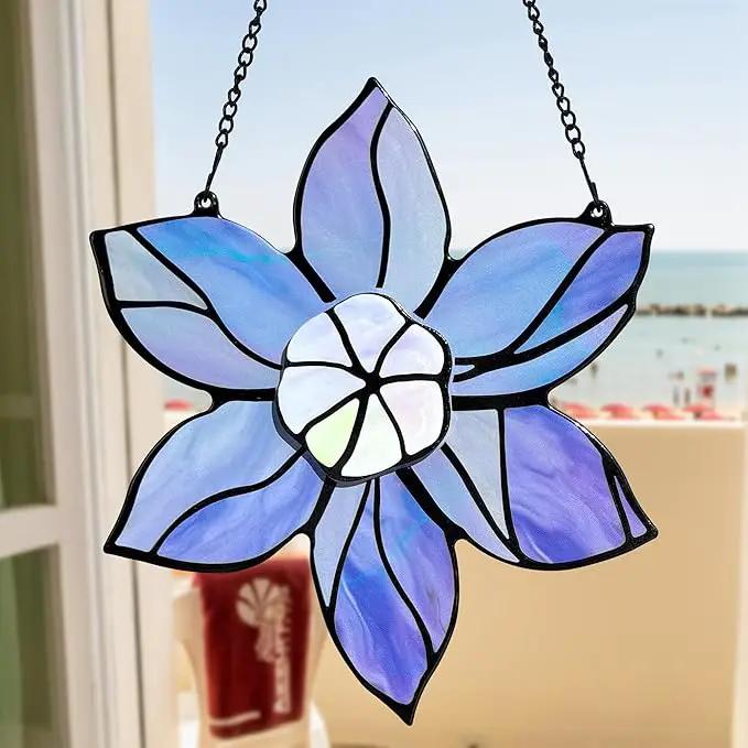 Stained Glass Window Hanging - Double-Layered Flowers Stain Glass Decoration Sun Catchers Indoor Window,Floral Suncatcher Gift for Mom Grandma Nana Aunt by GreenHaven Gardens