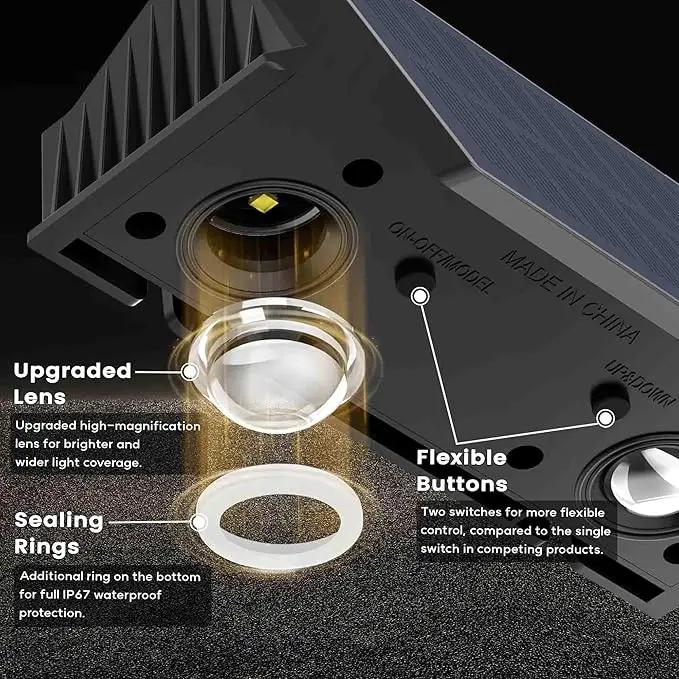 Fence Lights Solar Powered, 12-Pack Solar Fence Lights Up/Down Flexible Buttons, IP67 Waterproof for Outdoor, 120LM Bright, Auto Dusk to Dawn for Wall/Stairs/Yard/Railing/Deck/Pathway (White & RGB) by GreenHaven Gardens