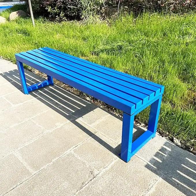 Weatherproof Metal Dining Bench, Outdoor Bench Backless Patio Bench 2-Person Farmhouse Bench Garden Bench for Kitchen, Living Room, Entryway(Blue,59in) by GreenHaven Gardens