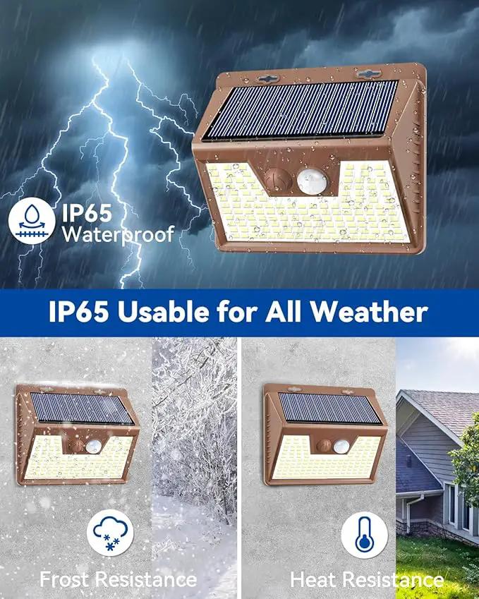 Peasur Brown Solar Lights Outdoor Waterproof, 6Pack 140LED Solar Powered Motion Sensor Lights, 3 Modes Solar Security Wall Lights for Fence Garden Yard Outside Cool White by GreenHaven Gardens