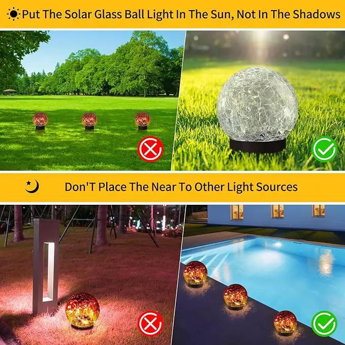 Solar Globe Lights Outdoor Waterproof - Cracked Glass Ball Lights for Garden, Patio, Yard, Lawn and Backyard Decor - Decorative Orbs for Outside by GreenHaven Gardens