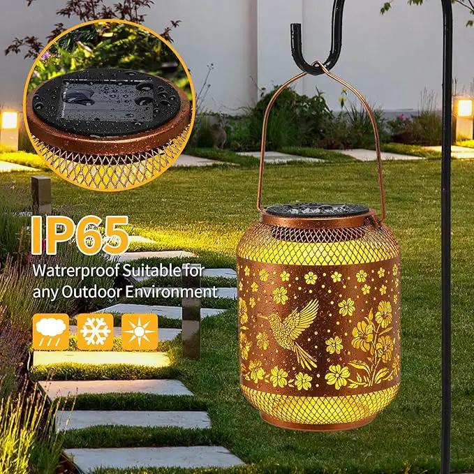 2 Pack Solar Lanterns Outdoor Waterproof Hummingbird Garden Decor Birthday Gifts for Women Mom Grandma Hanging Solar Lights Metal Decoration Outside for Yard, Patio, Backyard, Porch, Pathway by GreenHaven Gardens