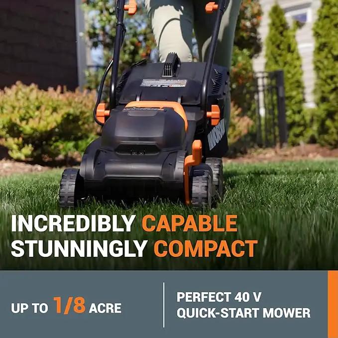 WORX 40V 14" Cordless Lawn Mower for Small Yards, 2-in-1 Electric Mower Cuts Quietly, Compact & Lightweight Push Lawn Mower with 6-Position Height Adjustment WG779 – 2 Batteries & Charger Included by GreenHaven Gardens