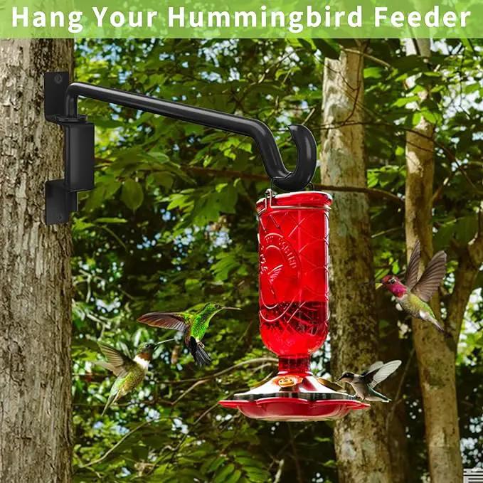 Bird Feeder Hanger,Hummingbird Feeder Hanger,Bird Feeder Hangers for Outside,Plant Hangers Indoor Wall Mount,Hanging Basket Hooks,Plant Hooks & Hangers,45°~180° Rotatable,16 Inch 4 Pack by GreenHaven Gardens