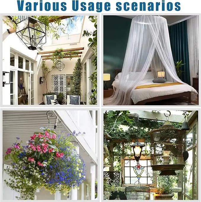 Ceiling Hooks for Hanging Plants (4 PCS Gold),Heavy Duty Metal Plant Hooks, Screw in Hooks for Hanging Birdfeeders, Lamps, Planters, Outdoor Decorative Hooks up to 33 lbs by GreenHaven Gardens