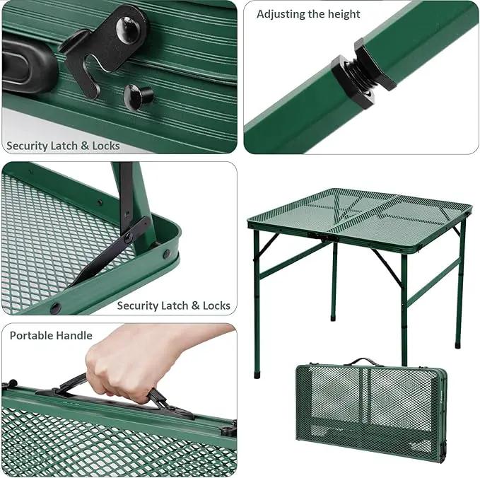 Square Folding Table, Easy for Storage, Compact and Portable Picnic Table for Grill, Outdoor Camping, Garden, Patio, Dining, BBQ, Party, Market and Card Table, 27.2 L×27.2W inches by GreenHaven Gardens