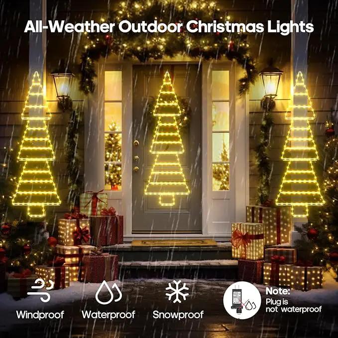 LED Christmas Lights Outdoor, 4.6ft Ladder Lights, Plug-in Christmas Tree Hanging Lights, Waterproof 8 Light Modes Christmas Decoration Lights for Indoor, Wall, Window, Garden - Warm White by GreenHaven Gardens