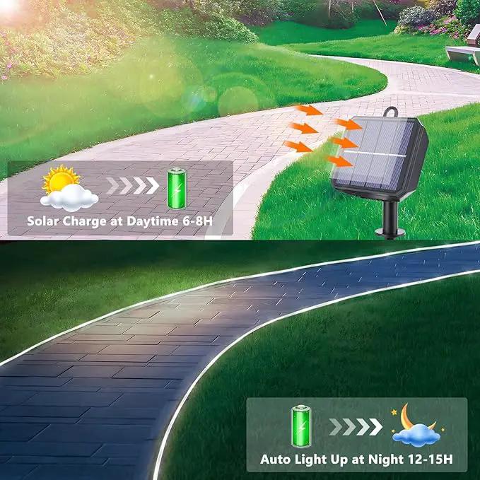Solar Rope Lights, 2 Packs 66ft 200LED Solar String Lights, 8 Modes Waterproof Solar Powered Outdoor Lights, Flexible Clear Tube Light for Garden, Backyard, Patio, Deck, Porch, Pool,Tree Decor -White by GreenHaven Gardens