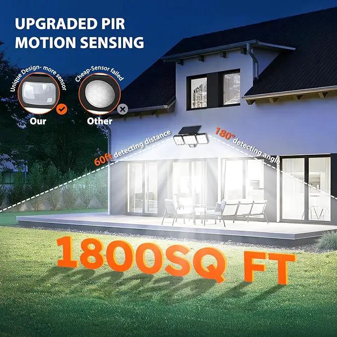 WdtPro Solar Lights Outdoor Waterproof 1 Pack, 3500LM Super Bright Motion Sensor Solar Powered LED Flood Lights, Upgrade Glass Panel, Solar Security Light Spotlights for Outside Yard by GreenHaven Gardens