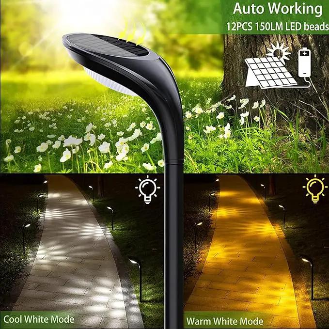 JSOT 6 Pack Solar Lights for Outside Garden Decor, IP65 Waterproof Solar Landscape Outdoor Lighting for Pathway Walkway Driveway Backyard Decoration (Cool/Warm White) by GreenHaven Gardens
