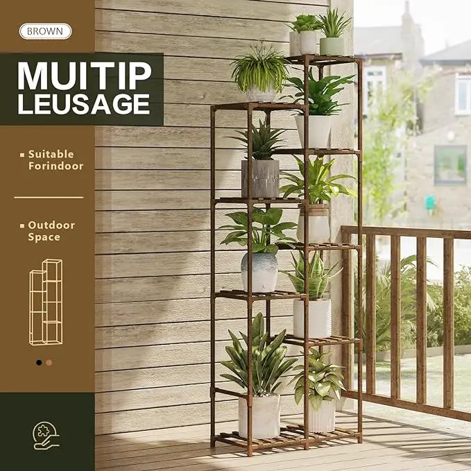 Bamworld 62 " Tall Plant Stand for Indoor Plants Outdoor Corner Plant Shelf Flower Stands for Living Room Balcony and Garden by GreenHaven Gardens