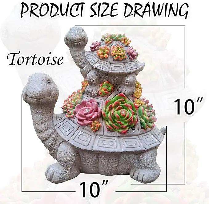 Large Turtle Solar Garden Outdoor Statues with Succulent and 6 LED Lights,Outside Solar Turtle Decor Art for Lawn,Yard, Balcony Ornament, to Give by GreenHaven Gardens