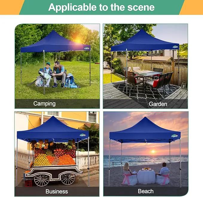 COBIZI 10x10 Pop Up Canopy Tent 10x10 Easy up Canopy, Heavy Duty Outdoor Canopy UPF 50+ All Weather Waterproof Instant Party Tents for Parties Gazebo with Handbag, Navy Blue(Windproof Upgraded) by GreenHaven Gardens