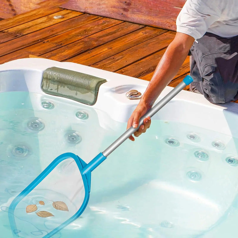 U.S. Pool Supply Pool Skimmer Net with Pole, Handheld Ultra Fine Mesh Pool Skimmer Net - Hand Held Spa, Hot Tub, Pond Cleaning - 17" Pole, Leaf Netting, Scoop Skim Leaves & Debris, Clean Water Surface by GreenHaven Gardens