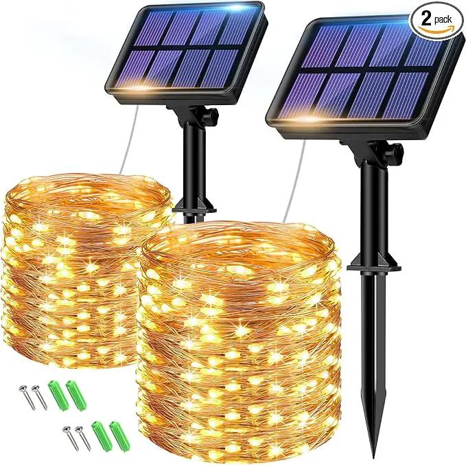 btfarm 2 Pack Solar String Lights Outdoor, 160LED 66FT Solar Fairy Lights Outside Waterproof, 8 Modes Copper Wire Solar Powered Twinkle Lights for Garden Patio Tree Christmas Wedding Decor, Warm White by GreenHaven Gardens