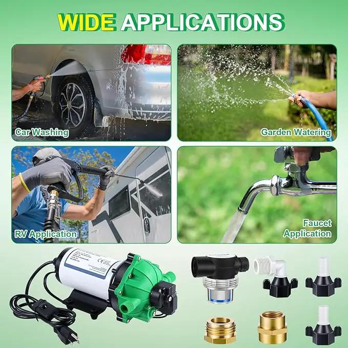 Dreyoo Water Diaphragm Pump, 115V AC, 5.5 GPM, 60 PSI Rated Pressure, 1/2" Threaded MNPT Self Priming Diaphragm Pressure Pump with Pressure Switch for Home, RV, Garden Agricultural Irrigation (Green) by GreenHaven Gardens