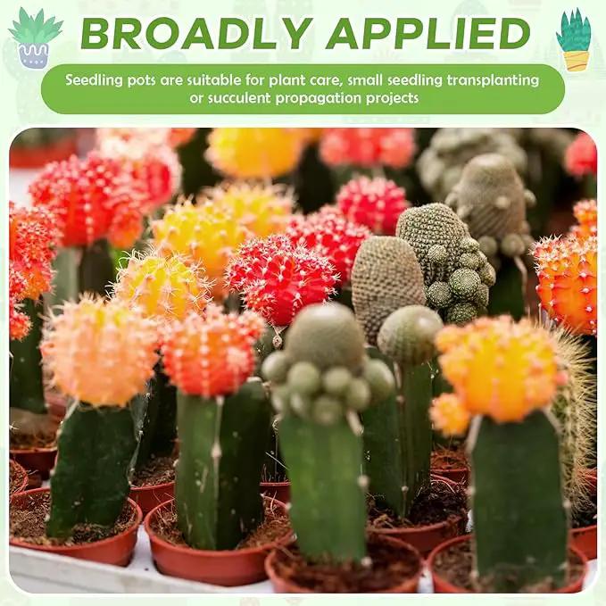 Yaomiao 200 Pcs 2 Inch Red Mini Plastic Plant Pot Nursery Seedling Pots Seed Starter with Drainage Holes for Indoor Outdoor Garden Succulent Plants Cuttings Transplanting by GreenHaven Gardens