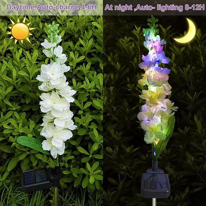 Solar Garden Lights, Solar Delphinium Flowers Lights 8 Pack 160 LEDs, Waterproof Solar Outdoor Lights Two Lighting Modes for Wedding Party Garden Yard Patio Lawn Decor and Gift for Mother by GreenHaven Gardens
