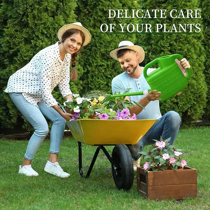 Qilebi 2 Gallon Watering Can for Outdoor Plants, Plant Watering Cans with Removable Long Spout and Stainless Steel Sprinkler Head, Large Plastic Watering Can for Garden Flowers Plants Light Green by GreenHaven Gardens