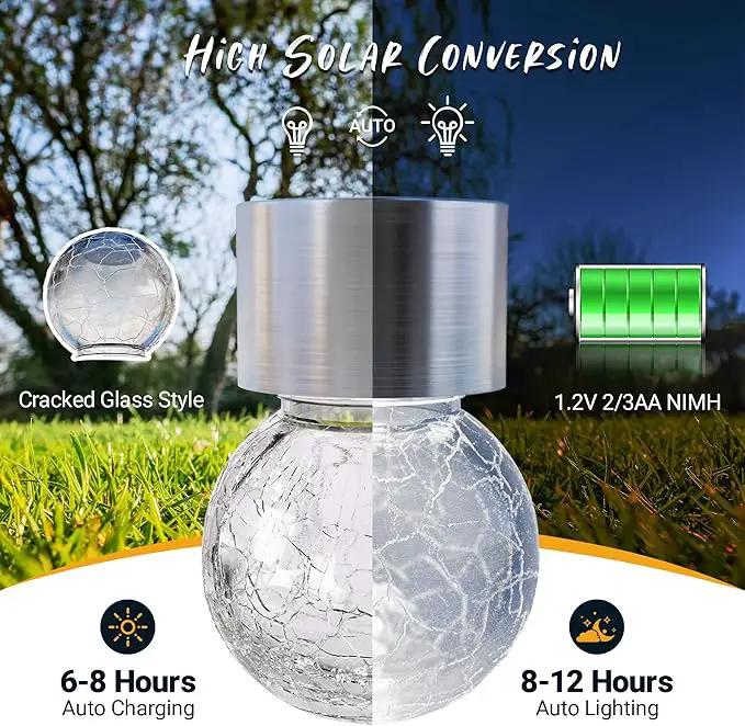 GIGALUMI 12 Pack Solar Outdoor Lights, Solar Hanging Lights for Christmas Decoration-Cracked Glass Solar Lights Outdoor Waterproof for Garden, Yard, Fence, Tree(Cold White) by GreenHaven Gardens