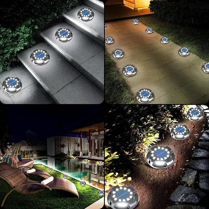Solar Pathway Lights Outdoor 12 Packs, Bright White 16 LEDs Solar Ground Lights Walkway Lights with Side Light, Waterproof Solar Deck Light for Yard Walkway Garden Poolside Driveway Decorations by GreenHaven Gardens