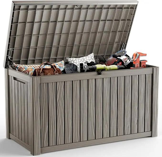 DRATO 180 Gallon Deck Box, Waterproof Resin Large Outdoor Storgae Box for Patio Furniture, Patio Cushions, Gardening Tools, Pool and Sports Supplies, Lockable by GreenHaven Gardens