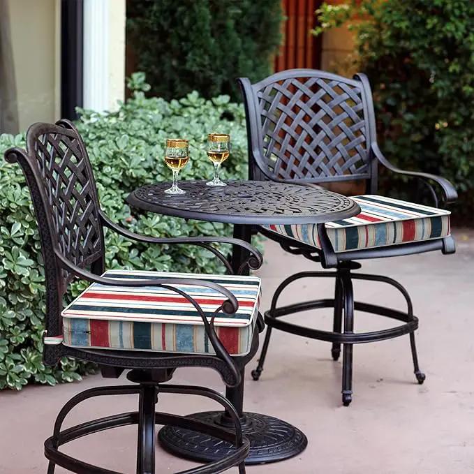 LVTXIII Patio Chair Cushions 19"x19"x3", Water-Repellent Outdoor Seat Cushions for Patio Furniture, Square Chair Pads with Ties for Home Garden Decoration, Set of 2, Stripe Red Blue by GreenHaven Gardens