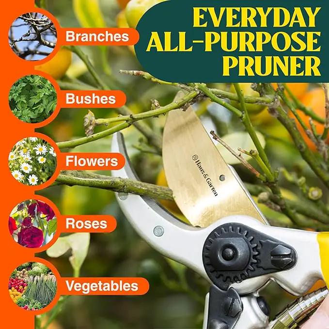 Haus & Garten ClassicPRO 8.5" Premium Titanium Bypass Garden Shears - Use as Pruners, Pruning Shears for Gardening, Hand Pruners, Handheld Garden Clippers Scissors Tool by GreenHaven Gardens