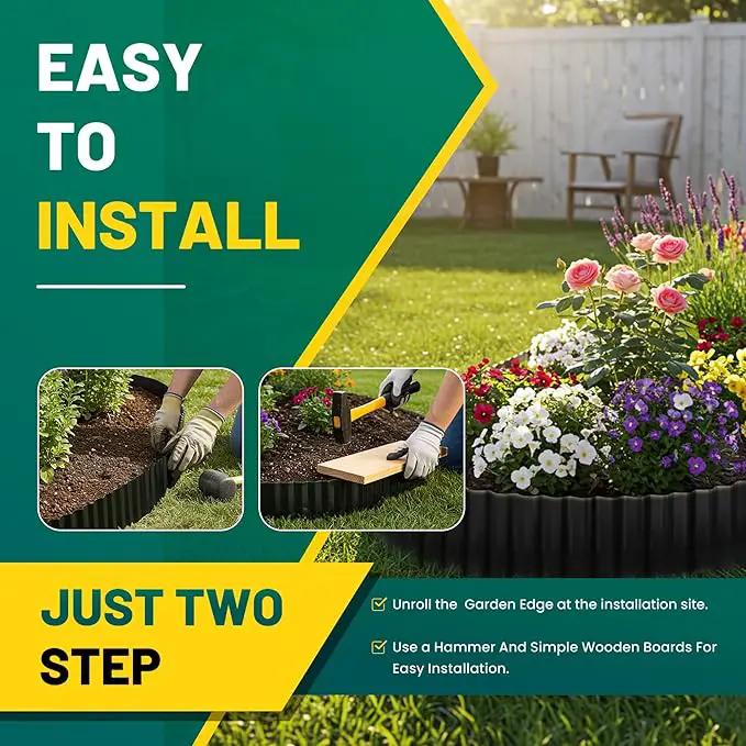 Corrugated Metal Garden Edging, 10"×20Ft Durable Landscape Border for Garden, Lawn, Flower Beds and Paver Edging (Black) by GreenHaven Gardens