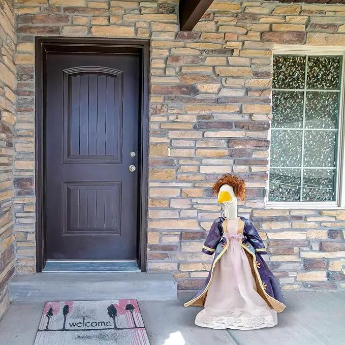 3 Pcs Porch Goose Outfit, Cute Porch Goosey Braid Wig, Crochet Hook Portico Goose Wig for Lawn Goosey Garden by GreenHaven Gardens