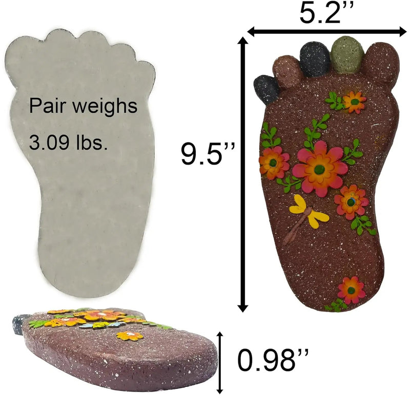 Stepping Stones Outdoor - Garden Decorative Stones for Patio, Deck, Garden or Sidewalk Home Decor Footprint Shaped Stepping Stones Set of 2 （Dark Brown） by GreenHaven Gardens