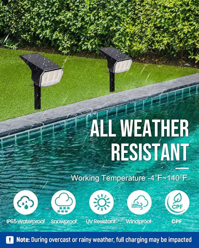 Solar Spot Lights Outdoor 63 LED 3 Lighting,Waterproof IP65 Modes Spotlights for Outside House Yard Garden Landscape Lights 2 Pack (Natural Light) by GreenHaven Gardens