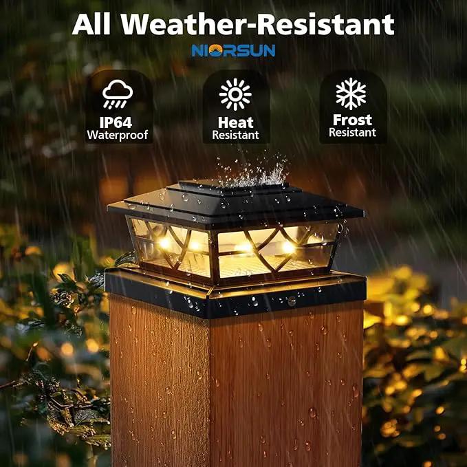 NIORSUN Solar Post Lights Outdoor 6 Pack, 2 Modes LED, Deck Fence Post Solar Lights for 3.5x3.5 4x4 5x5 5.5x5.5 Caps Patio Garden Decoration, Black by GreenHaven Gardens