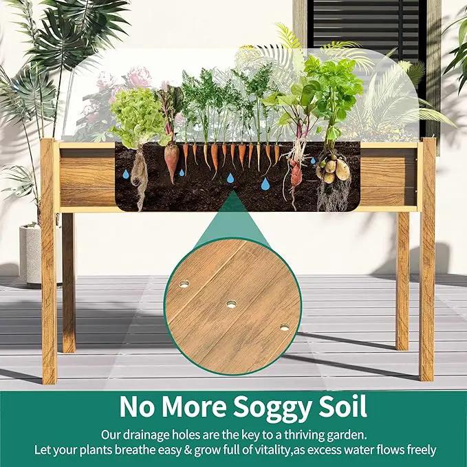 YITAHOME Outdoor Raised Garden Bed, 48x18x30 Inch HIPS Poly-Wood Weather-Resistant Elevated Planter Box with Legs for Vegetable Flower, Brown by GreenHaven Gardens