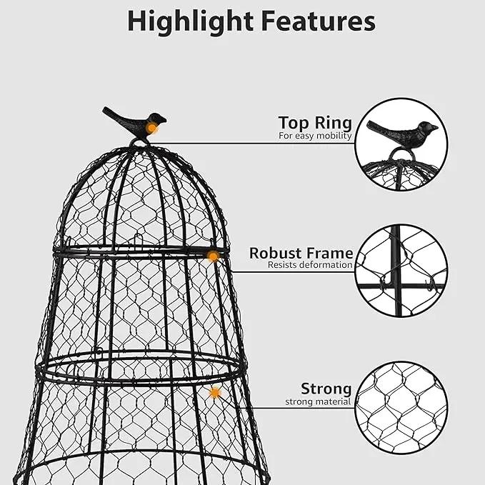 Pack of 10 Heavy-Duty Chicken Wire Plant Cloches – Rustproof Garden Protectors and Plant Cages for Vegetables and Flowers – Safeguard Plants from Deer and Critters – 20” x 12” by GreenHaven Gardens