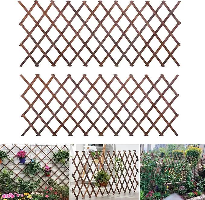 2PCS Expandable Garden Trellis, 38" x 89" Large Wooden Lattice Fence Wall Panel Stretchable Decorative Fences Lattice Trellis for Climbing Plants Outdoor Ivy Vine Rose Clematis Garden Patio Room Decor by GreenHaven Gardens