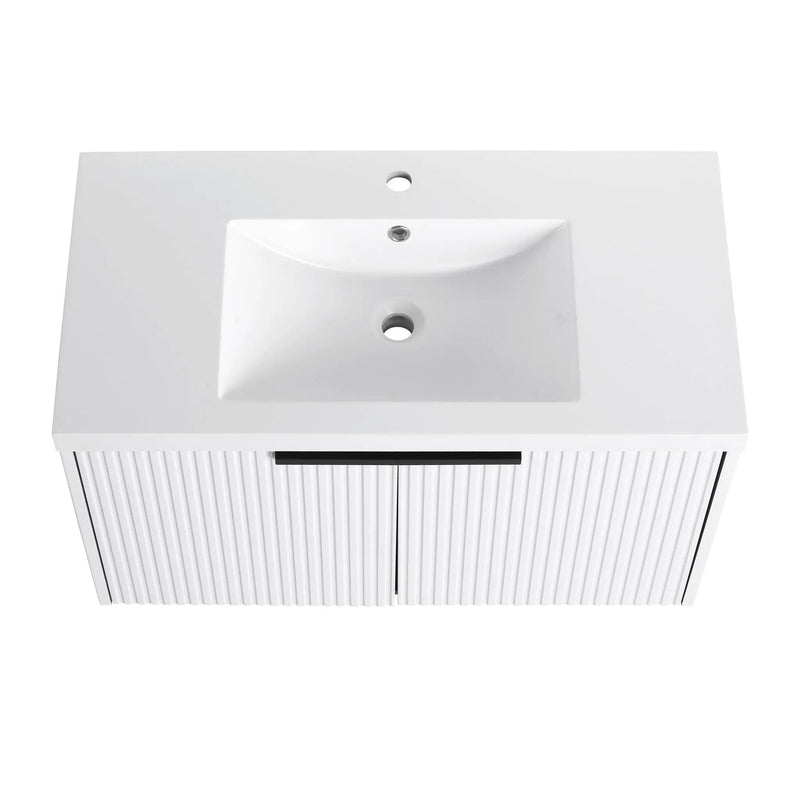 Contemporary Wall Mounted Bathroom Vanity With Resin Double Sink by HouseOfZazla
