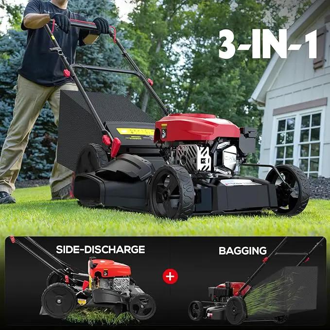 Gas Lawn Mower, 21" with 144cc 4-Cycle OHV Engine 3-in-1 Walk-Behind Push Lawn Mower (AV8621P1) by GreenHaven Gardens
